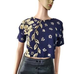 Gidget | Vintage Floral Tropical Crop Top 60s Hawaiian Lightweight Retro Boho